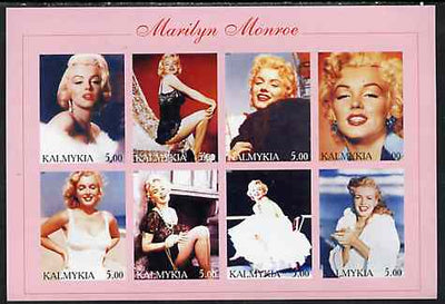 Kalmikia Republic 2001 Marilyn Monroe imperf sheetlet containing 8 values unmounted mint