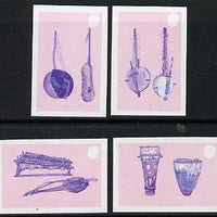 Gambia 1987 Musical Instruments the set of 4 each in imperf progressive colour proofs in blue & magenta only unmounted mint, 4 proofs as SG 686-89