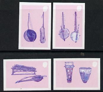 Gambia 1987 Musical Instruments the set of 4 each in imperf progressive colour proofs in blue & magenta only unmounted mint, 4 proofs as SG 686-89