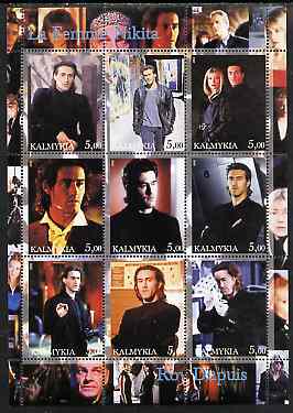 Kalmikia Republic 2002 La Femme Nikita - Roy Dupuis perf sheetlet containing 9 values unmounted mint