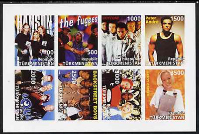 Turkmenistan 1998 Pop Stars imperf sheetlet containing 8 values unmounted mint
