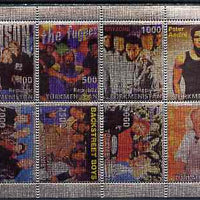 Turkmenistan 1998 Pop Stars imperf sheetlet containing 8 values printed on metallic foil unmounted mint