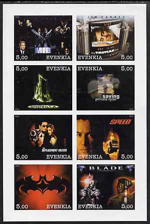 Evenkia Republic 2000 Action Movies imperf sheetlet containing 8 values unmounted mint