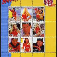 Turkmenistan 1999 Stars of Baywatch #1 perf sheetlet containing set of 9 values unmounted mint