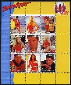 Turkmenistan 1999 Stars of Baywatch #1 perf sheetlet containing set of 9 values unmounted mint
