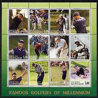 Kalmikia Republic 2001 Famous Golfers of the Millennium perf sheetlet containing 12 values unmounted mint