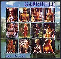 Udmurtia Republic 2001 Gabrielle (Renee O'Connor) perf sheetlet containing 12 values unmounted mint