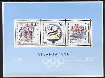 Palestine Authority 1996 Atlanta Olympic Games perf sheetlet containing 3 values unmounted mint SG MSPA83