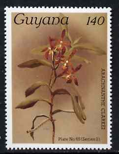 Guyana 1985-89 Orchids Series 2 plate 65 (Sanders' Reichenbachia) 140c unmounted mint, unlisted by SG without surcharge