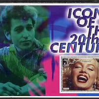 Somalia 2001 Icons of the 20th Century #01 perf s/sheet showing Marilyn Monroe with Bob Dylan in background unmounted mint