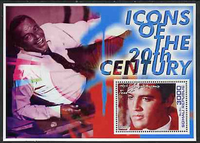 Somalia 2001 Icons of the 20th Century #05 perf s/sheet showing Elvis with Sinatra in background unmounted mint