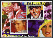 Somalia 2002 Elvis Presley 25th Anniversary of Death #04 perf sheetlet containing 2 values with Duke Ellington, Che Guevara & Diana in background unmounted mint