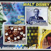 Somalia 2002 Birth Centenary of Walt Disney #02 perf sheetlet containing 2 values with Jacques Cousteau, Maria Callas & Diana in background unmounted mint