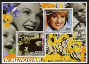 Somalia 2001 In Memoriam - Princess Diana & Walt Disney #06 perf sheetlet containing 2 values with Judy Garland & Jackson Pollock in background unmounted mint
