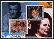 Somalia 2001 In Memoriam - Princess Diana & Walt Disney #13 perf sheetlet containing 2 values with John Wayne & Margaret Thatcher in background unmounted mint