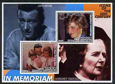 Somalia 2001 In Memoriam - Princess Diana & Walt Disney #13 perf sheetlet containing 2 values with John Wayne & Margaret Thatcher in background unmounted mint