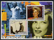 Somalia 2001 In Memoriam - Princess Diana & Walt Disney #14 perf sheetlet containing 2 values with Pele & Katharine Hepburn in background unmounted mint