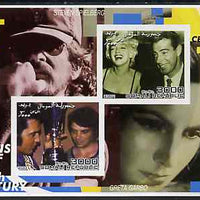 Somalia 2001 Icons of the 20th Century #03 - Elvis & Marilyn imperf sheetlet containing 2 values with Spielberg & Greta Garbo in background unmounted mint
