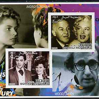 Somalia 2001 Icons of the 20th Century #05 - Elvis & Marilyn imperf sheetlet containing 2 values with Ingrid Bergman & Woody Allen in background unmounted mint