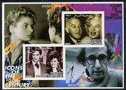 Somalia 2001 Icons of the 20th Century #05 - Elvis & Marilyn imperf sheetlet containing 2 values with Ingrid Bergman & Woody Allen in background unmounted mint