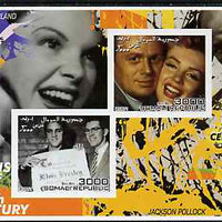 Somalia 2001 Icons of the 20th Century #08 - Elvis & Marilyn imperf sheetlet containing 2 values with Judy Garland & Jackson Pollock in background unmounted mint