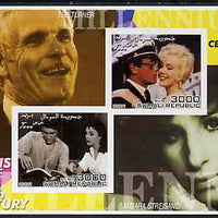 Somalia 2001 Icons of the 20th Century #11 - Elvis & Marilyn imperf sheetlet containing 2 values with Ted Turner & Barbara Streisand in background unmounted mint