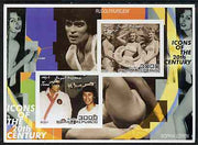 Somalia 2001 Icons of the 20th Century #18 - Elvis & Marilyn imperf sheetlet containing 2 values with Rudolf Nurejev & Sophia Loren in background unmounted mint