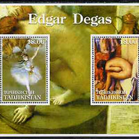 Tadjikistan 2001 Edgar Degas perf sheetlet containing 2 values unmounted mint
