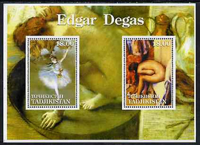 Tadjikistan 2001 Edgar Degas perf sheetlet containing 2 values unmounted mint