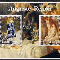 Tadjikistan 2001 Auguste Renoir perf sheetlet containing 2 values unmounted mint