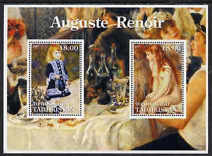 Tadjikistan 2001 Auguste Renoir perf sheetlet containing 2 values unmounted mint