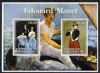 Tadjikistan 2001 Edouard Manet perf sheetlet containing 2 values unmounted mint