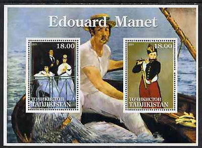 Tadjikistan 2001 Edouard Manet perf sheetlet containing 2 values unmounted mint
