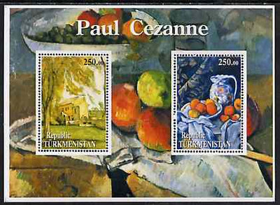 Turkmenistan 2001 Paul Cezanne perf sheetlet containing 2 values unmounted mint