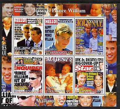 Turkmenistan 2000 Prince William - Cover Boy perf sheetlet containing 6 values unmounted mint