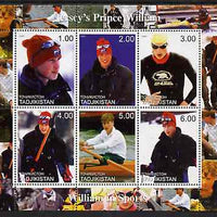 Tadjikistan 2000 Prince William - William in Sports perf sheetlet containing 6 values unmounted mint