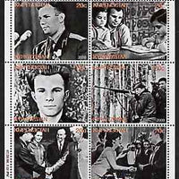Kyrgyzstan 2000 Yuri Gagarin perf sheetlet containing 6 values unmounted mint