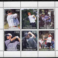 Turkmenistan 1998 Golfers perf sheetlet containing 6 values unmounted mint