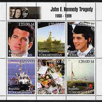 Turkmenistan 1999 John F Kennedy Jnr Tragedy perf sheetlet containing 6 values unmounted mint