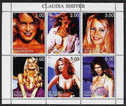 Tadjikistan 1999 Claudia Shiffer perf sheetlet containing 6 values unmounted mint