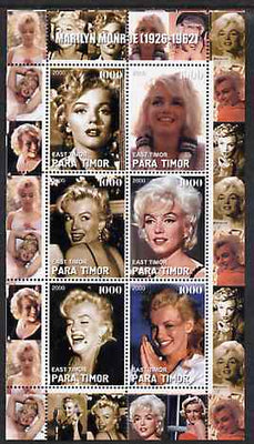 Timor (East) 2000 Marilyn Monroe #2 perf sheetlet containing 6 values unmounted mint