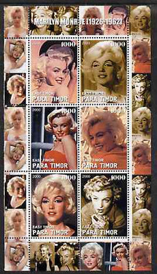 Timor (East) 2000 Marilyn Monroe #3 perf sheetlet containing 6 values unmounted mint