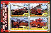 Congo 2005 Fire Engines #2 perf sheetlet containing set of 4 values each with Scout & Rotary Logos, unmounted mint
