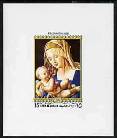 Umm Al Qiwain 1972 Albrecht Durer - Virgin With Child 15dh deluxe sheetlet unmounted mint