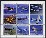 Tadjikistan 1999 Aircraft (Prop) perf sheetlet containing complete set of 9 values unmounted mint