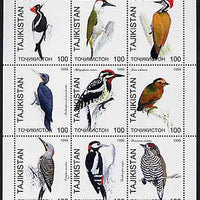 Tadjikistan 1999 Woodpeckers perf sheetlet containing complete set of 9 values unmounted mint