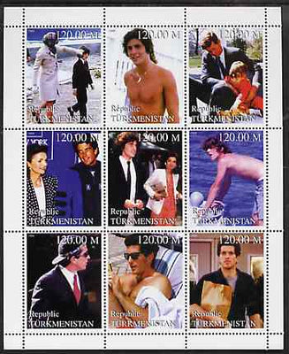 Turkmenistan 1999 John Kennedy Jnr #2 perf sheetlet containing 9 values unmounted mint