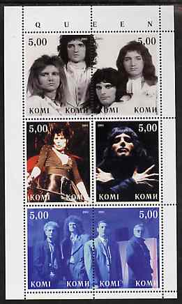 Komi Republic 2001 Queen (Pop Group) perf sheetlet containing 6 values unmounted mint