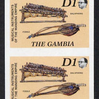 Gambia 1987 Musical Instruments 1d (Balaphong & Fiddle) imperf pair as SG 687*