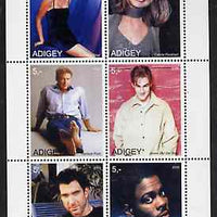 Adigey Republic 2000 Film Stars perf sheetlet containing 6 values unmounted mint (Harrison Ford, Cameron Diaz etc)